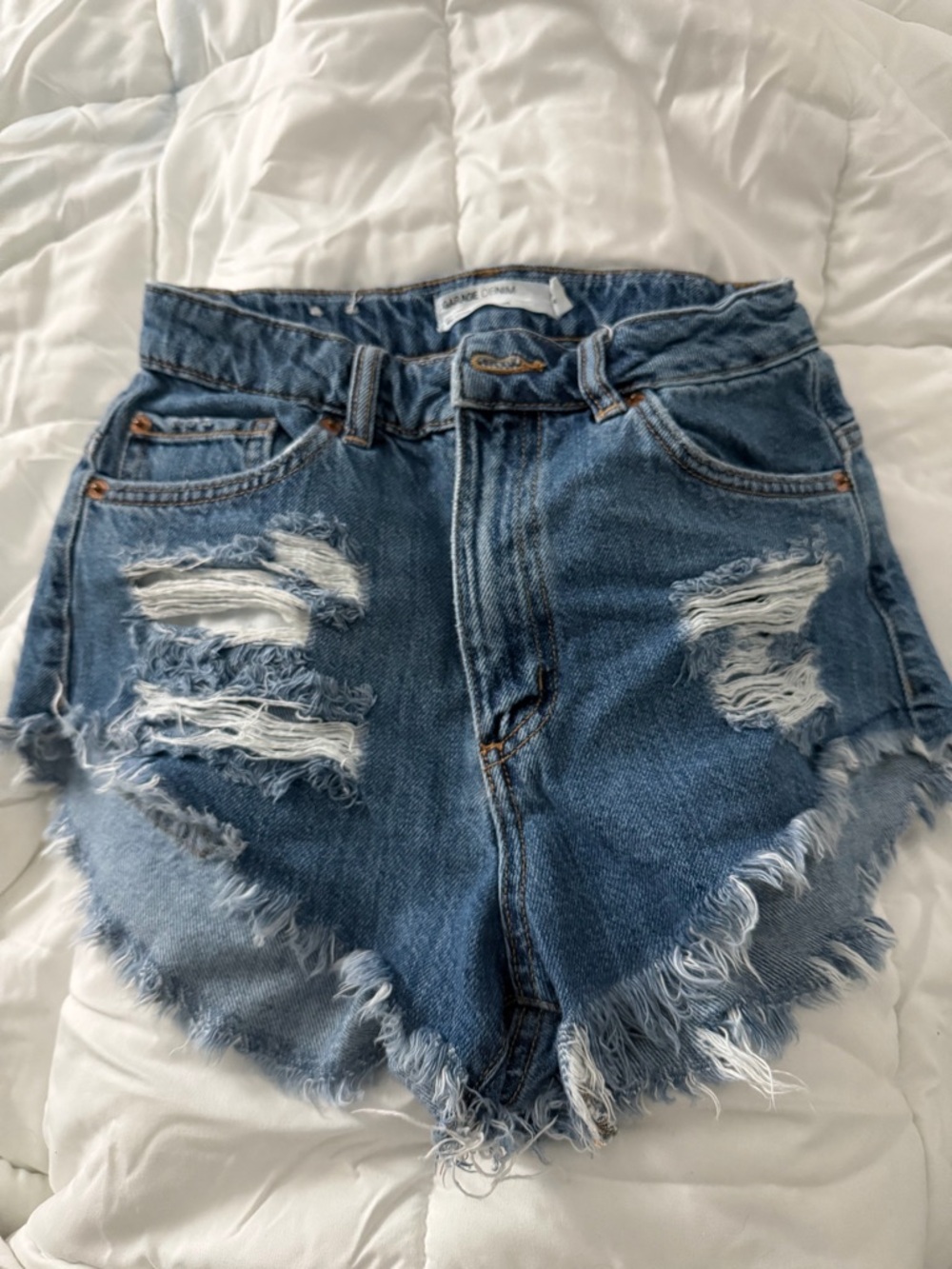 Garage Distressed Denim Jean Shorts - Blue